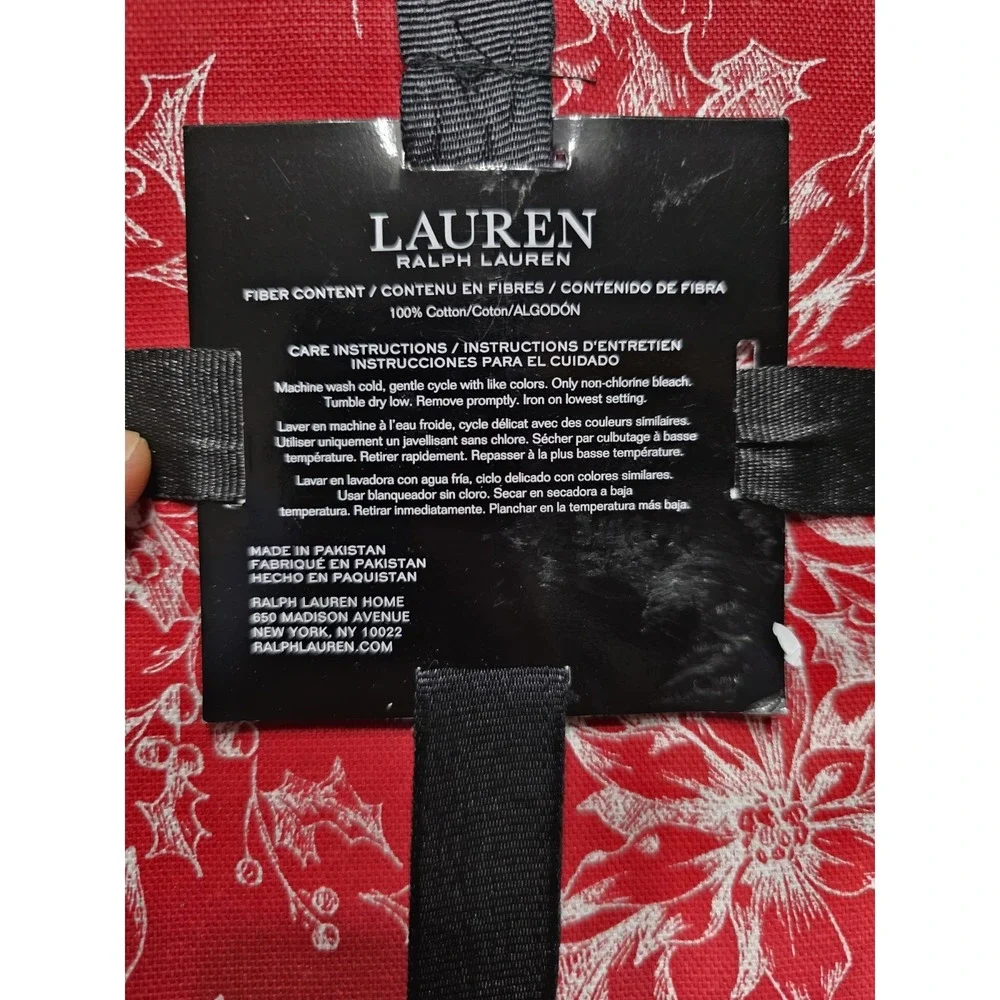 Lauren Ralph Lauren Christmas Napkins‎ Set 4 Red Holly 20x20 Cotton NWT